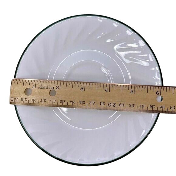 Corelle CALLAWAY IVY Saucers White Swirl Green Rim Corning Lot of 2 - Picture 5 of 5